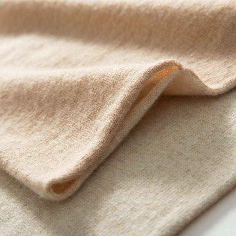 Unisex Short Reversible Cashmere Scarf Fall Winter Cashmere Wraps Beige M