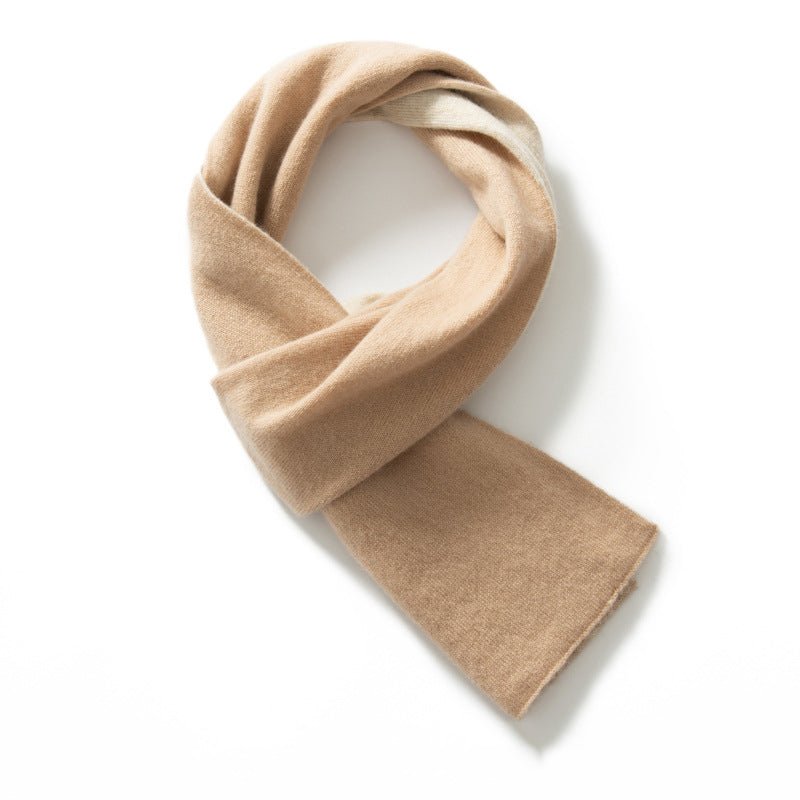 Unisex Short Reversible Cashmere Scarf Fall Winter Cashmere Wraps Beige M