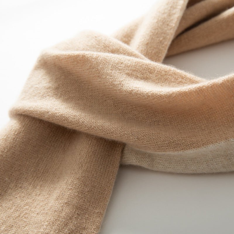 Unisex Short Reversible Cashmere Scarf Fall Winter Cashmere Wraps Beige M