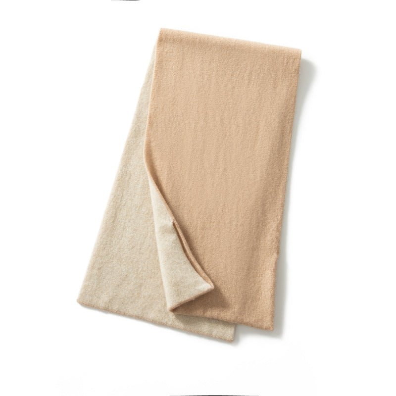 Unisex Short Reversible Cashmere Scarf Fall Winter Cashmere Wraps Beige M