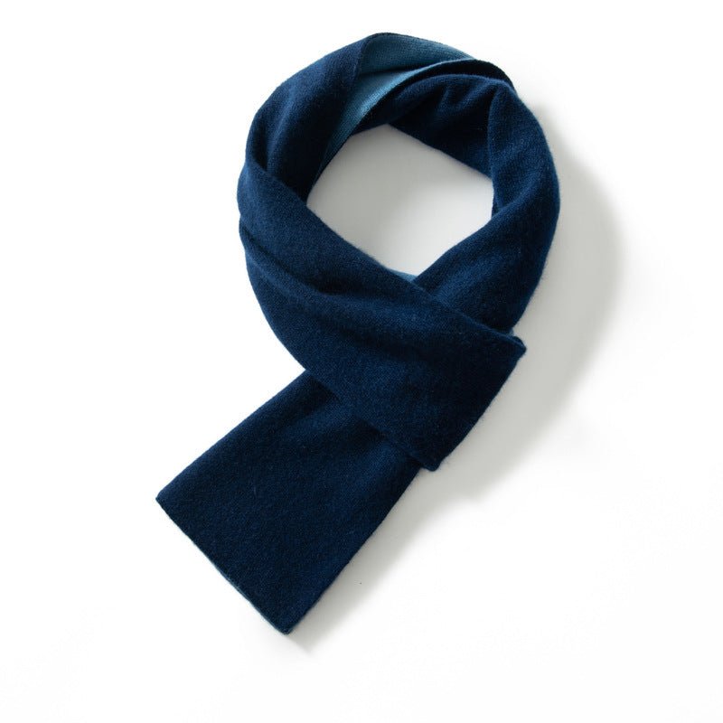Unisex Short Reversible Cashmere Scarf Fall Winter Cashmere Wraps Blue M