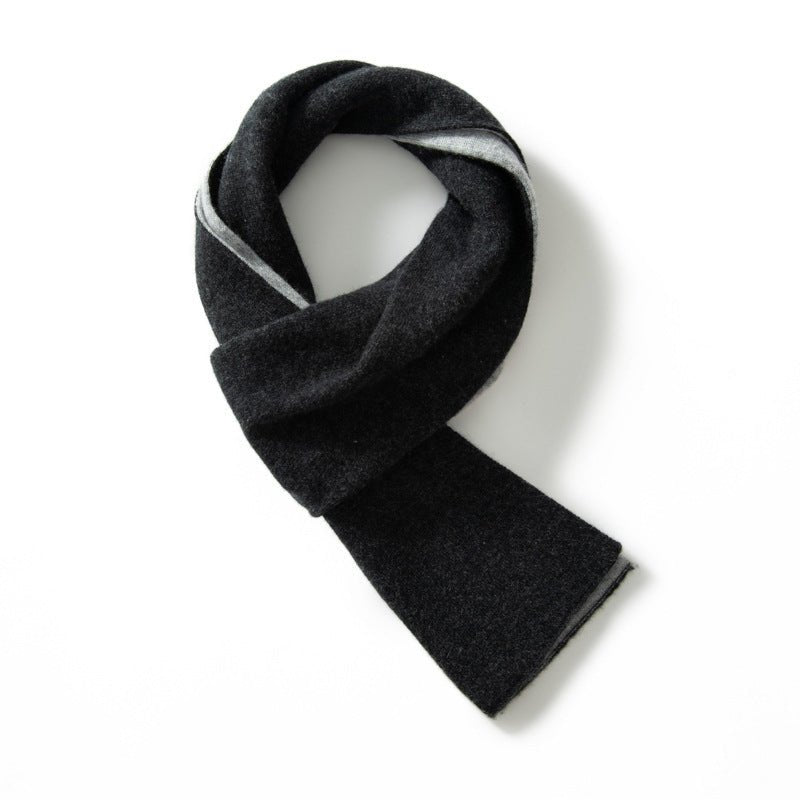 Unisex Short Reversible Cashmere Scarf Fall Winter Cashmere Wraps Gray M