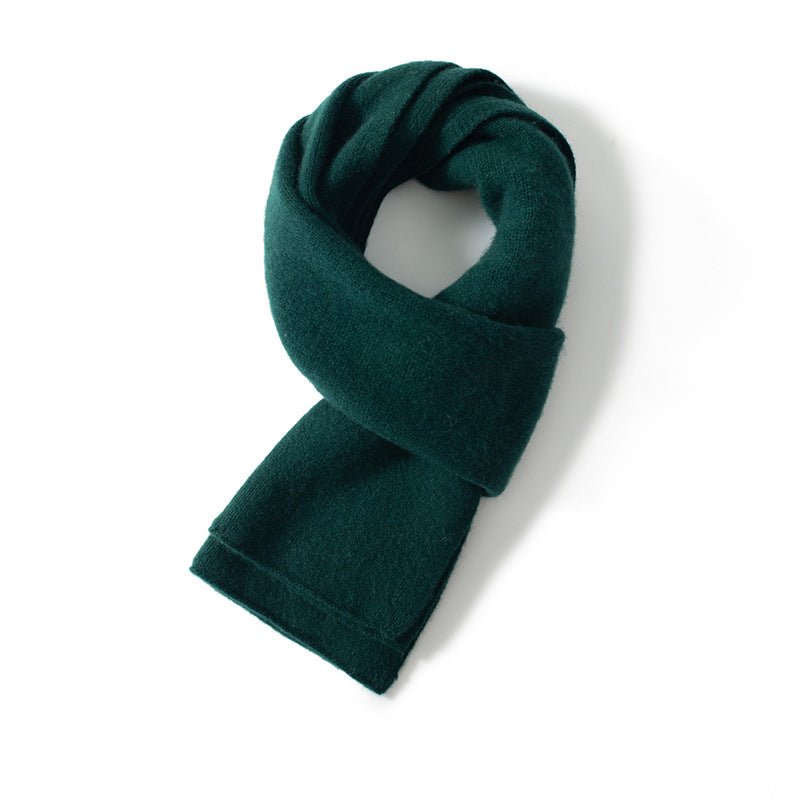 Unisex Short Cashmere Scarf Multi Colors Cashmere Neck Warmer Dark Green M