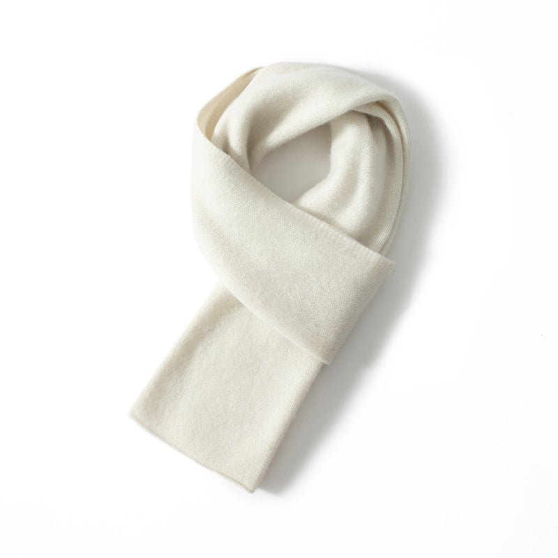 Unisex Short Cashmere Scarf Multi Colors Cashmere Neck Warmer Ivory M