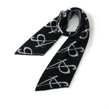 Short Cashmere Scarf Artistic Cashmere Scarf With Abstract Pattern Black M