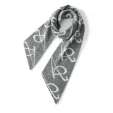 Short Cashmere Scarf Artistic Cashmere Scarf With Abstract Pattern Gray M