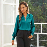 Silk Blouse For Women Silk Shirts 100% Mulberry Silk Top Dark Teal XS
