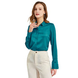 Silk Blouses For Women Long Sleeve Silk Button Shirts White XS
