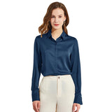 Silk Blouses For Women Long Sleeve Silk Button Shirts Black XS
