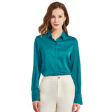 Silk Blouses For Women Long Sleeve Silk Button Shirts Black XS