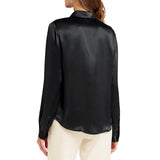 Silk Blouses For Women Long Sleeve Silk Button Shirts Black XS