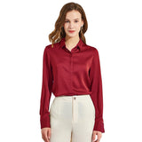Silk Blouses For Women Long Sleeve Silk Button Shirts White XS