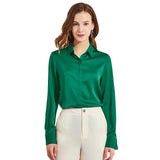 Silk Blouses For Women Long Sleeve Silk Button Shirts Black XS