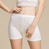 Silk Boxer Briefs Mid - waist Underwear For Women Mulberry Silk Knitted White S