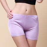 Silk Boxer Briefs Mid - waist Underwear For Women Mulberry Silk Knitted Purple S