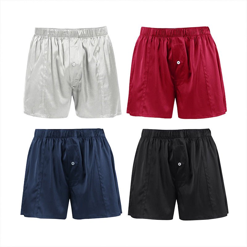 Luxurious Silk Boxers For Men Silk Short Pants Underwear Claret+Grey+Navy Blue+Black XS