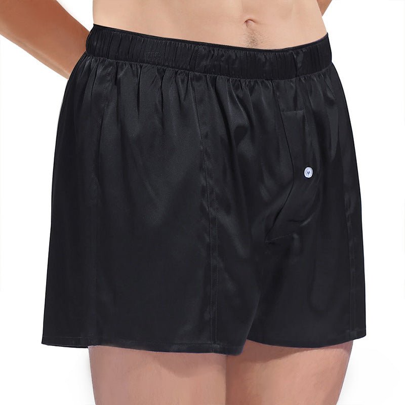 Luxurious Silk Boxers For Men Silk Short Pants Underwear Black XS