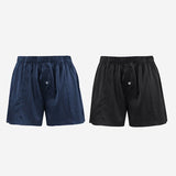 Luxurious Silk Boxers For Men Silk Short Pants Underwear Navy Blue+Black XS
