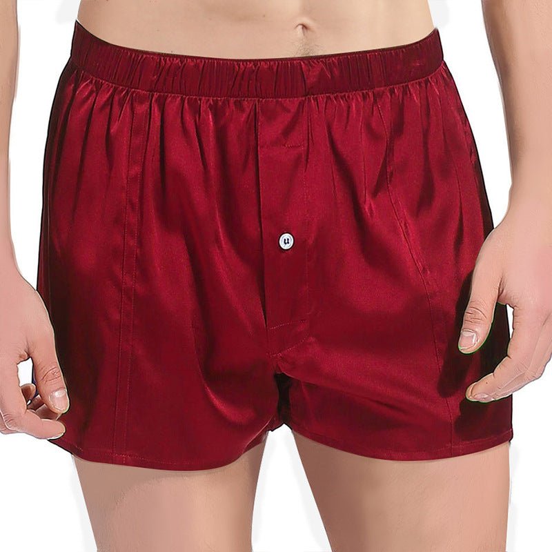 Luxurious Silk Boxers For Men Silk Short Pants Underwear Claret XS