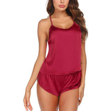 Silk Cami Pj Set Pure Summer Sexy Silk Camisole For Women Claret XS