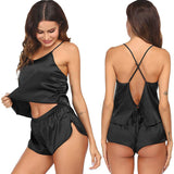 Silk Cami Pj Set Pure Summer Sexy Silk Camisole For Women Black XS