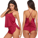 Silk Cami Pj Set Pure Summer Sexy Silk Camisole For Women Claret XS