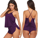 Silk Cami Pj Set Pure Summer Sexy Silk Camisole For Women Purple XS