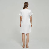 Silk Chemise Women's Short Sleeve Round Neck Silk Nightdress White XS