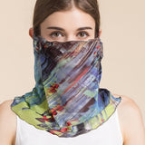 Silk Floral Printed Neck Gaiter Silk Face Masks Scarf For Women Style - 9 M