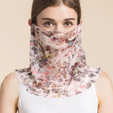 Silk Floral Printed Neck Gaiter Silk Face Masks Scarf For Women Style - 12 M