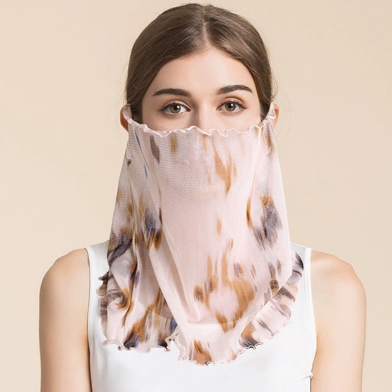 Silk Floral Printed Neck Gaiter Silk Face Masks Scarf For Women Style - 15 M