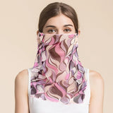 Silk Floral Printed Neck Gaiter Silk Face Masks Scarf For Women Style - 32 M