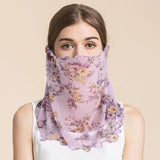 Silk Floral Printed Neck Gaiter Silk Face Masks Scarf For Women Style - 26 M
