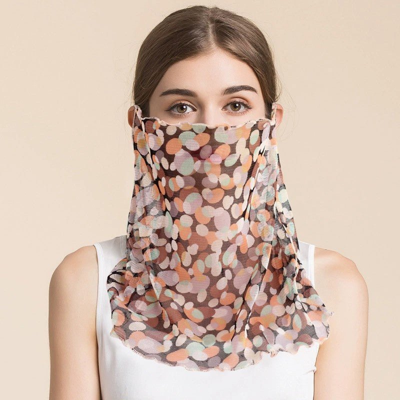 Silk Floral Printed Neck Gaiter Silk Face Masks Scarf For Women Style - 24 M