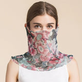 Silk Floral Printed Neck Gaiter Silk Face Masks Scarf For Women Style - 30 M