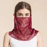 Silk Floral Printed Neck Gaiter Silk Face Masks Scarf For Women Style - 16 M