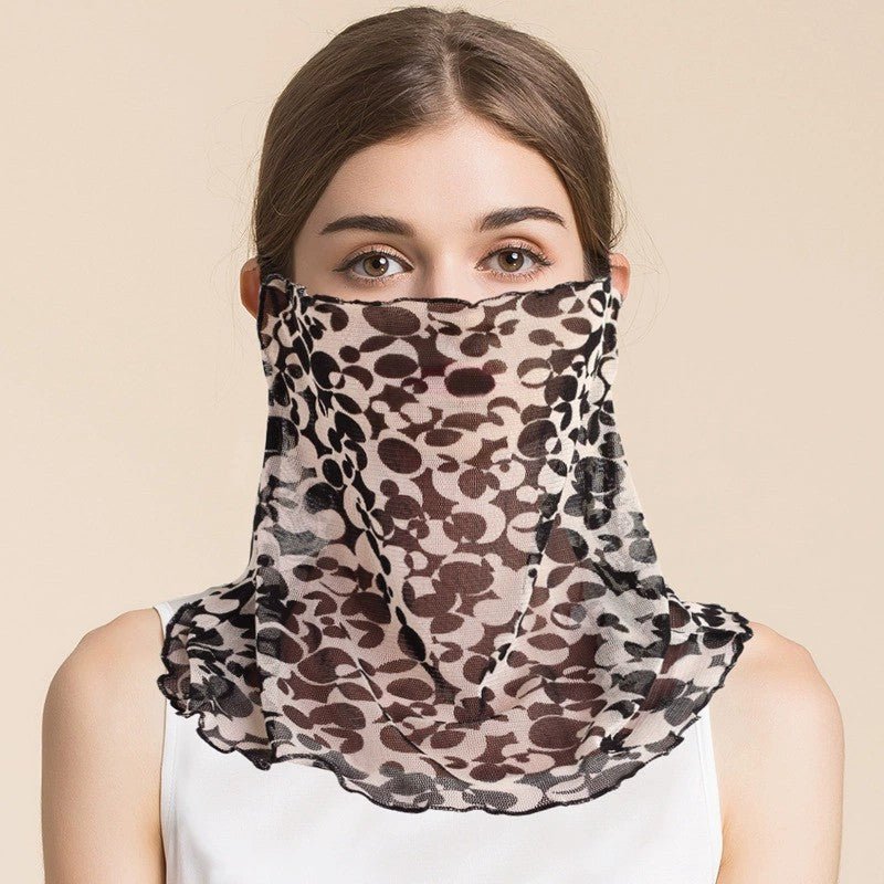 Silk Floral Printed Neck Gaiter Silk Face Masks Scarf For Women Style - 17 M