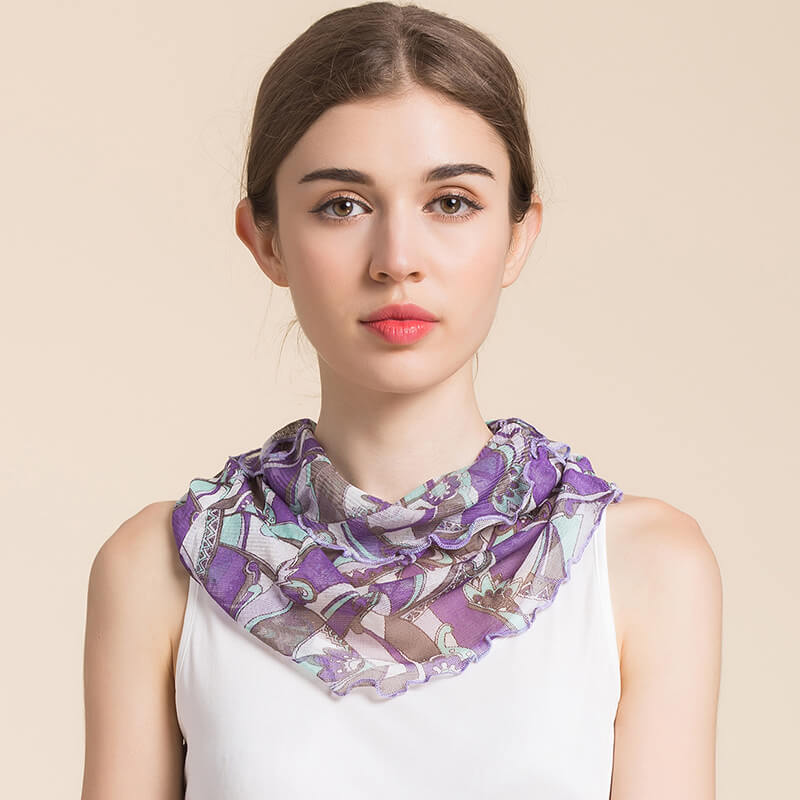 Silk Floral Printed Neck Gaiter Silk Face Masks Scarf For Women Style - 1 M