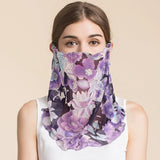 Silk Floral Printed Neck Gaiter Silk Face Masks Scarf For Women Style - 26 M