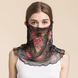 Silk Floral Printed Neck Gaiter Silk Face Masks Scarf For Women Style - 4 M