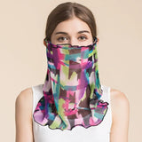 Silk Floral Printed Neck Gaiter Silk Face Masks Scarf For Women Style - 31 M