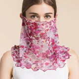 Silk Floral Printed Neck Gaiter Silk Face Masks Scarf For Women Style - 19 M