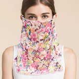 Silk Floral Printed Neck Gaiter Silk Face Masks Scarf For Women Style - 5 M