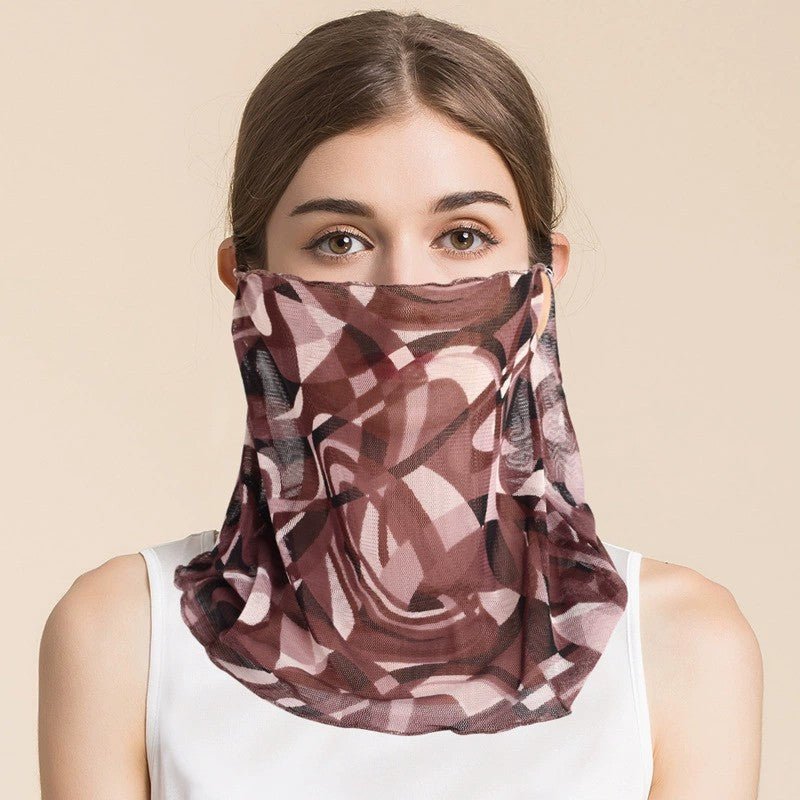 Silk Floral Printed Neck Gaiter Silk Face Masks Scarf For Women Style - 25 M