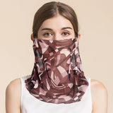 Silk Floral Printed Neck Gaiter Silk Face Masks Scarf For Women Style - 25 M