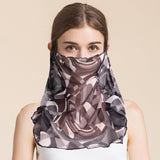 Silk Floral Printed Neck Gaiter Silk Face Masks Scarf For Women Style - 19 M