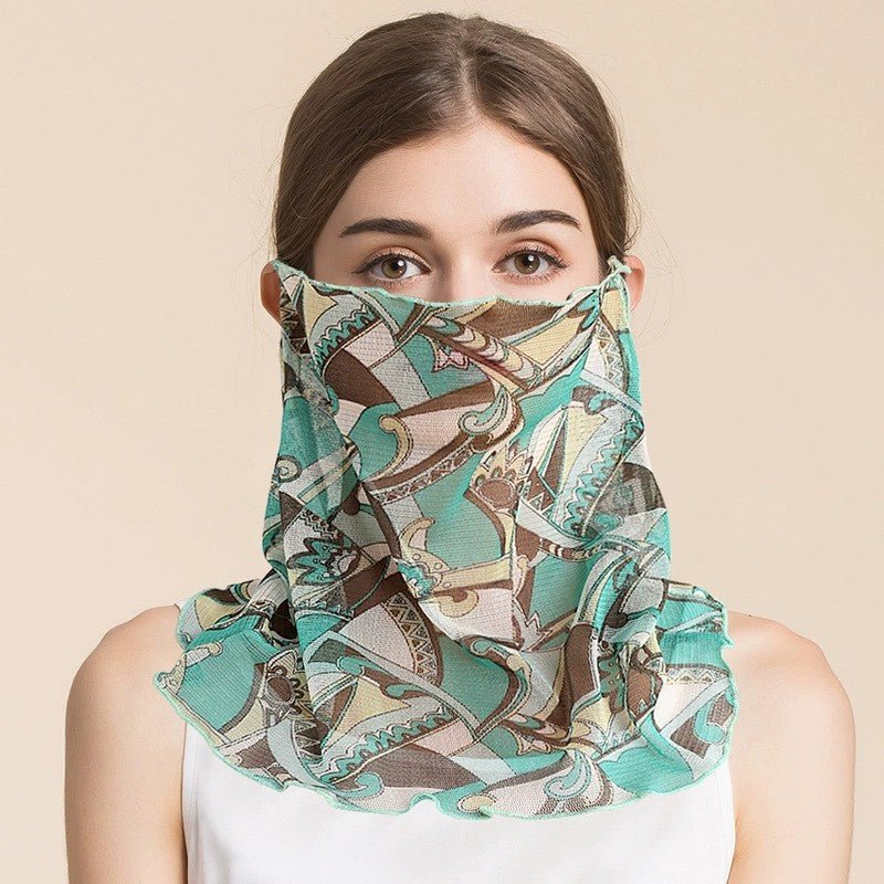 Silk Floral Printed Neck Gaiter Silk Face Masks Scarf For Women Style - 10 M