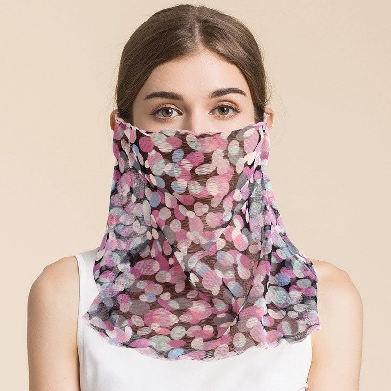 Silk Floral Printed Neck Gaiter Silk Face Masks Scarf For Women Style - 35 M