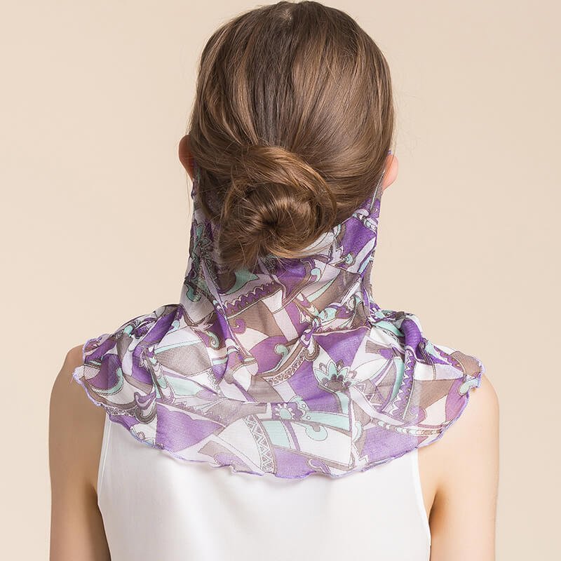 Silk Floral Printed Neck Gaiter Silk Face Masks Scarf For Women Style - 1 M