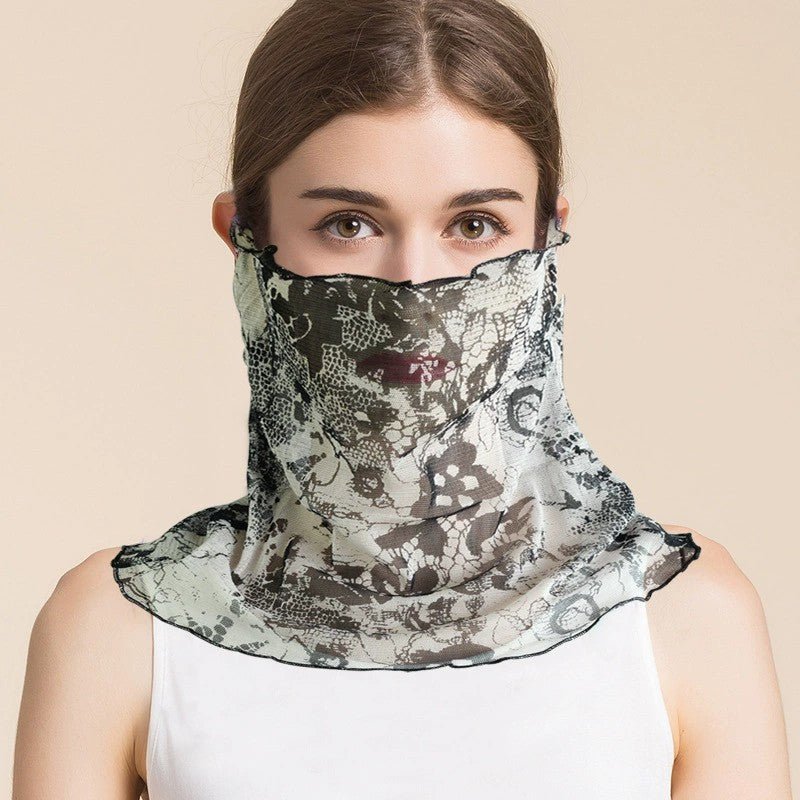 Silk Floral Printed Neck Gaiter Silk Face Masks Scarf For Women Style - 2 M